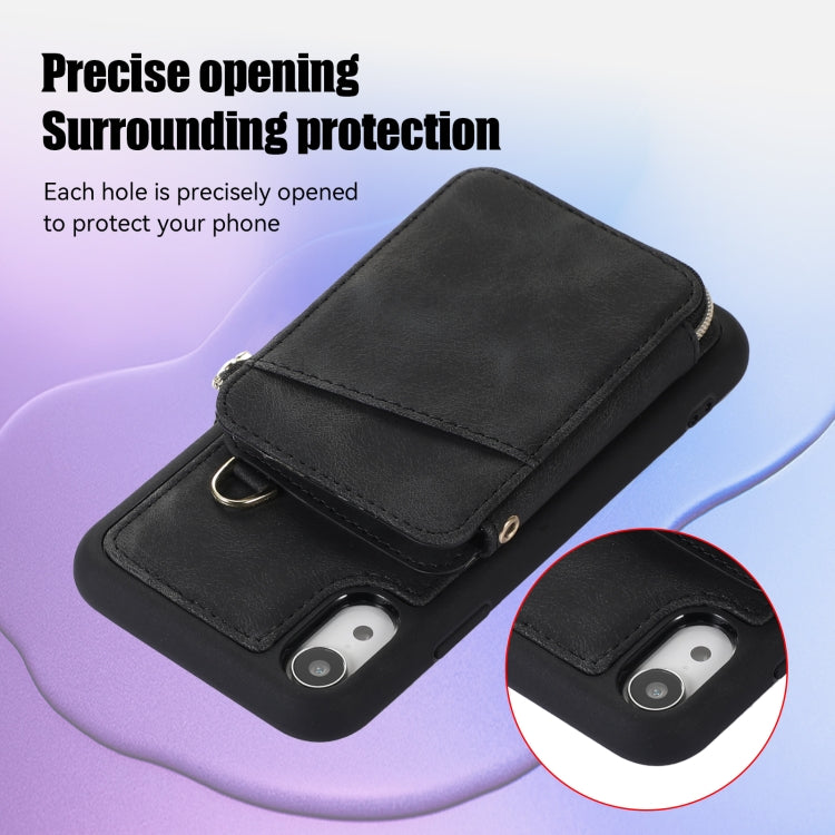 For iPhone XR Zipper Card Bag Back Cover Phone Case