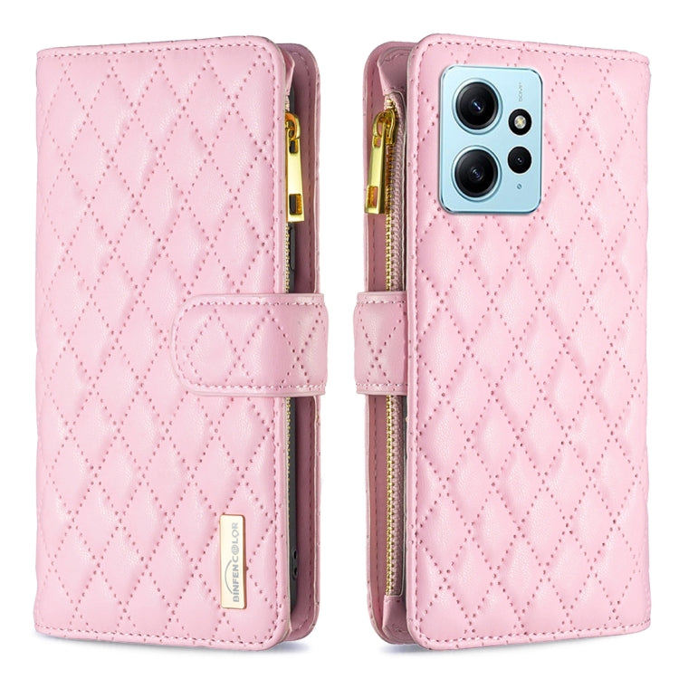 For Xiaomi Redmi Note 12 4G Global Diamond Lattice Zipper Wallet Leather Flip Phone Case