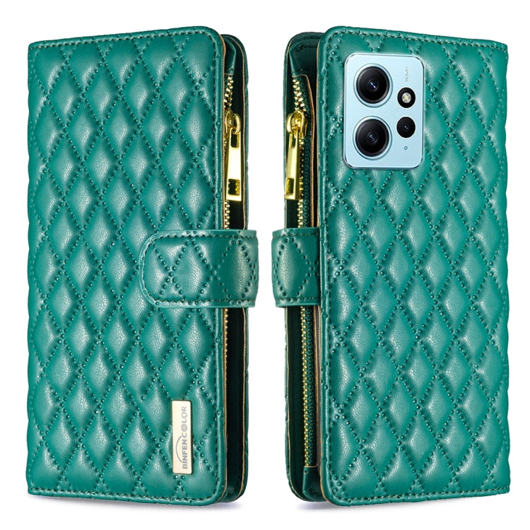 For Xiaomi Redmi Note 12 4G Global Diamond Lattice Zipper Wallet Leather Flip Phone Case