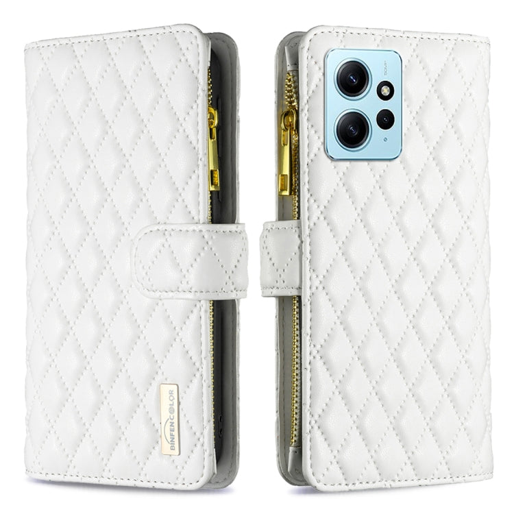 For Xiaomi Redmi Note 12 4G Global Diamond Lattice Zipper Wallet Leather Flip Phone Case