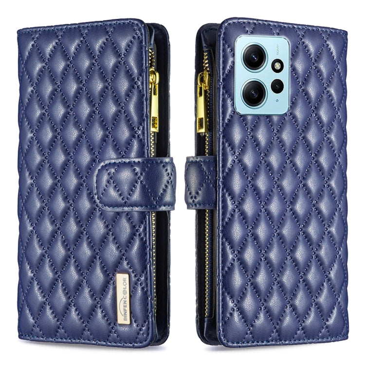 For Xiaomi Redmi Note 12 4G Global Diamond Lattice Zipper Wallet Leather Flip Phone Case
