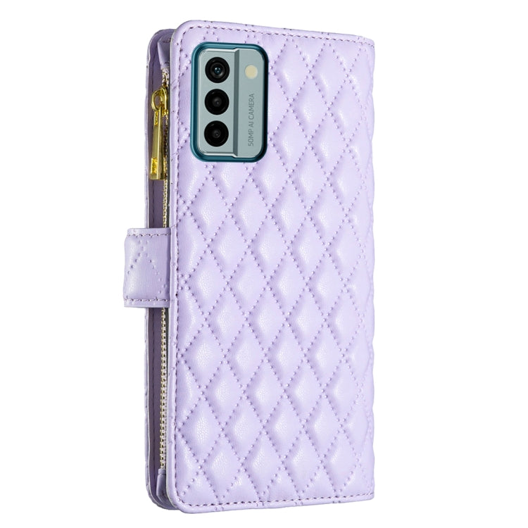 For Nokia G22 Diamond Lattice Zipper Wallet Leather Flip Phone Case