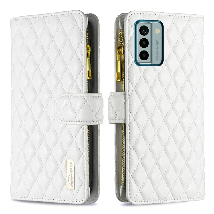 For Nokia G22 Diamond Lattice Zipper Wallet Leather Flip Phone Case