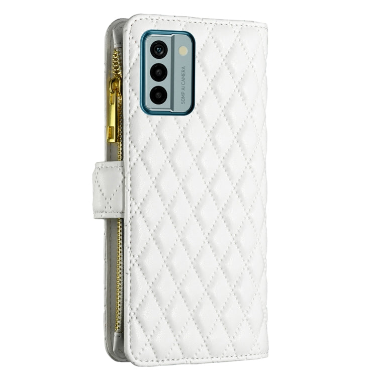 For Nokia G22 Diamond Lattice Zipper Wallet Leather Flip Phone Case