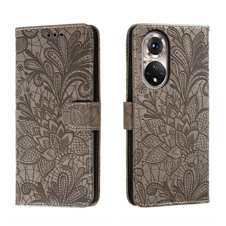 For Honor 50 Lace Flower Embossing Flip Leather Phone Case