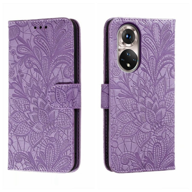 For Honor 50 Lace Flower Embossing Flip Leather Phone Case