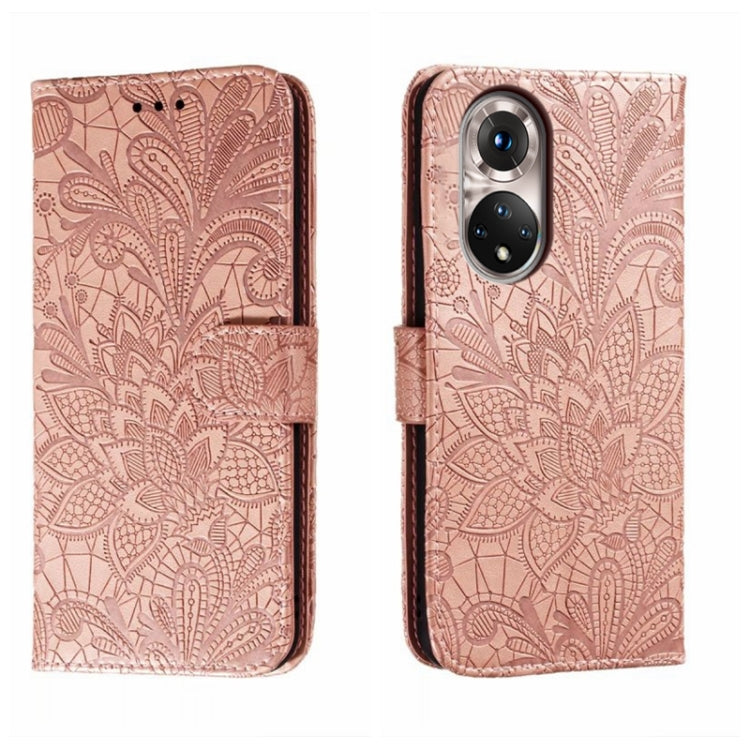 For Honor 50 Lace Flower Embossing Flip Leather Phone Case