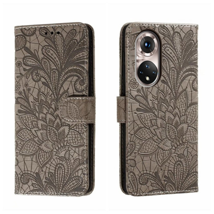 For Honor 50 Pro Lace Flower Embossing Flip Leather Phone Case