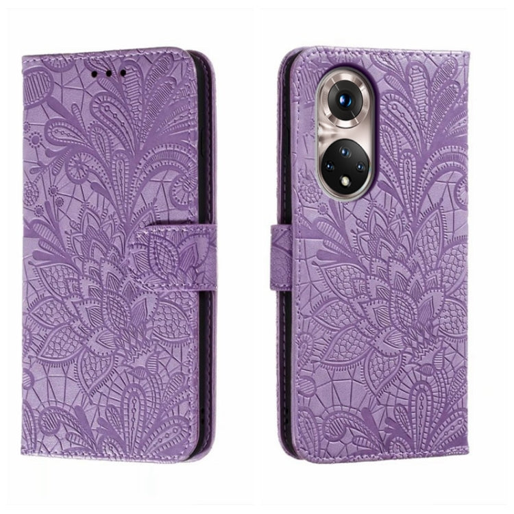 For Honor 50 Pro Lace Flower Embossing Flip Leather Phone Case