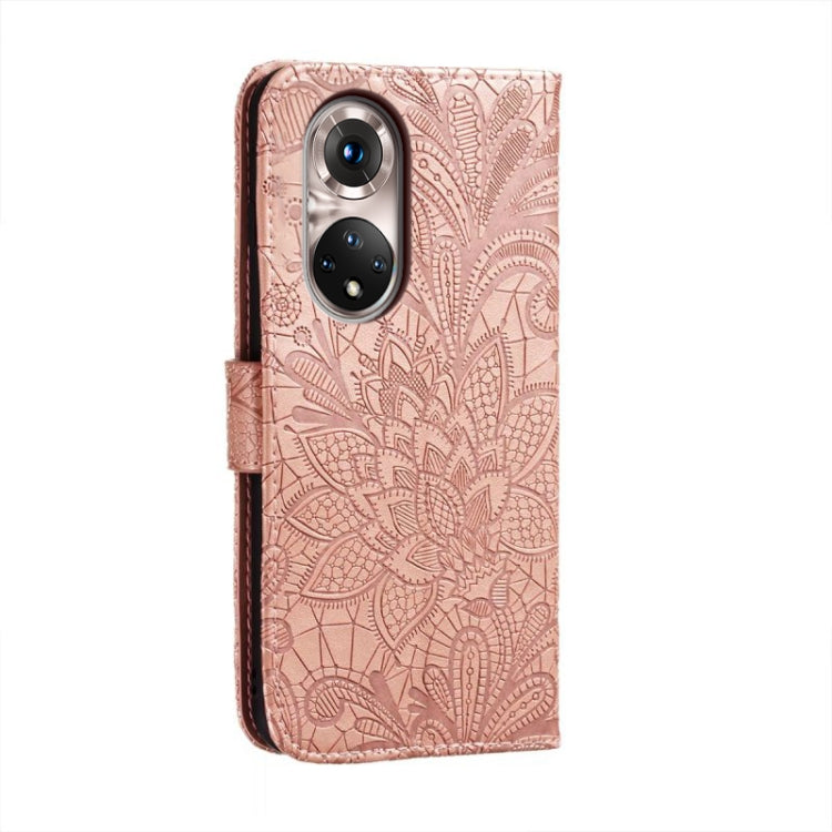 For Honor 50 Pro Lace Flower Embossing Flip Leather Phone Case