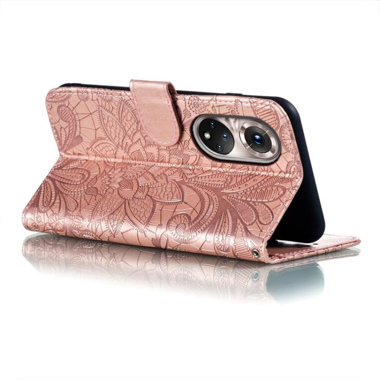 For Honor 50 Pro Lace Flower Embossing Flip Leather Phone Case