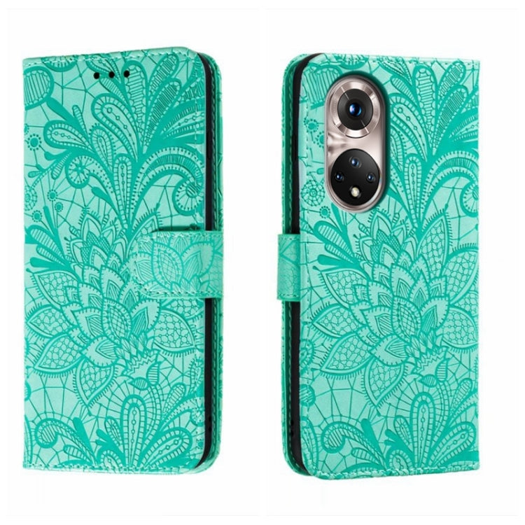 For Honor 50 Pro Lace Flower Embossing Flip Leather Phone Case