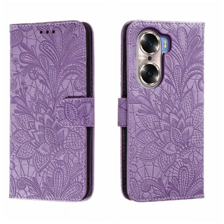 For Honor 60 Lace Flower Embossing Flip Leather Phone Case