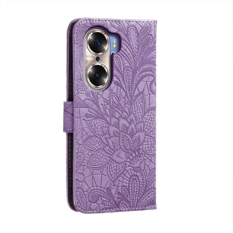 For Honor 60 Lace Flower Embossing Flip Leather Phone Case