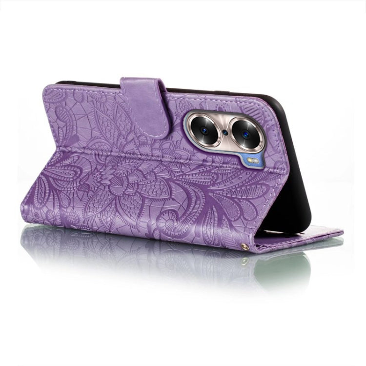 For Honor 60 Lace Flower Embossing Flip Leather Phone Case