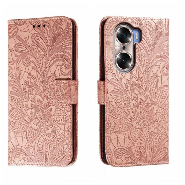 For Honor 60 Lace Flower Embossing Flip Leather Phone Case