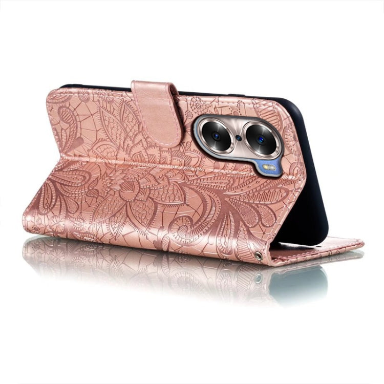 For Honor 60 Lace Flower Embossing Flip Leather Phone Case