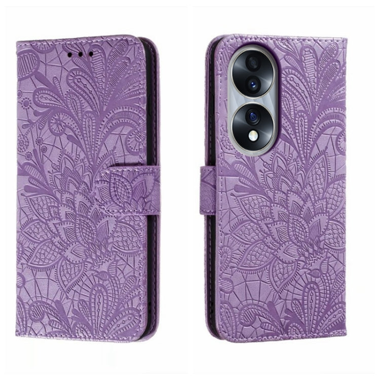 For Honor 70 Lace Flower Embossing Flip Leather Phone Case