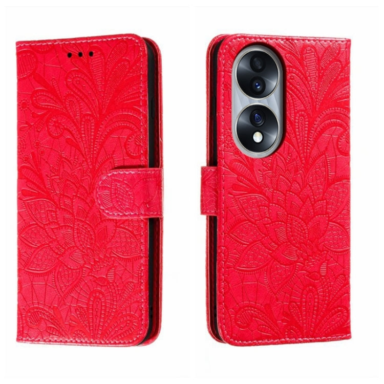 For Honor 70 Lace Flower Embossing Flip Leather Phone Case