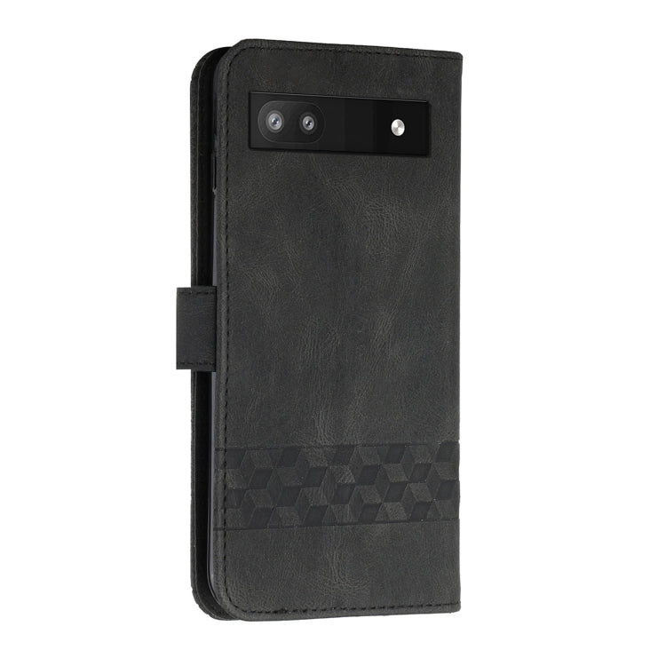 For Google Pixel 6a Cubic Skin Feel Flip Leather Phone Case