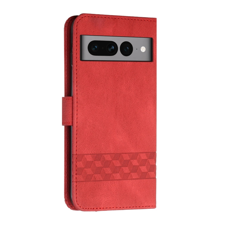 For Google Pixel 7 Pro 5G Cubic Skin Feel Flip Leather Phone Case