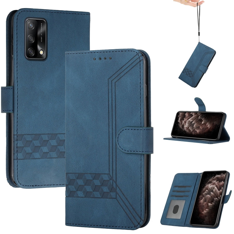 For OPPO A74 4G / F19 Cubic Skin Feel Flip Leather Phone Case