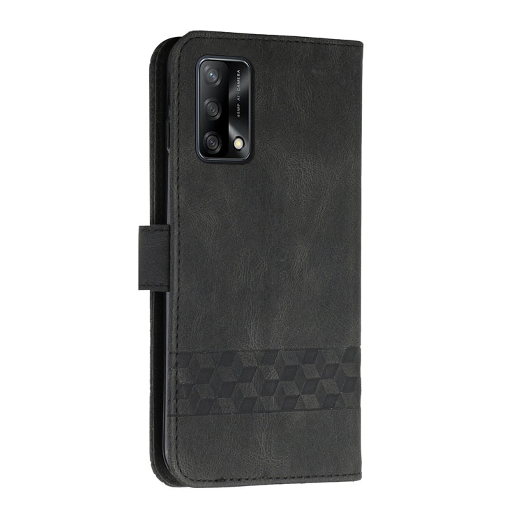 For OPPO A74 4G / F19 Cubic Skin Feel Flip Leather Phone Case