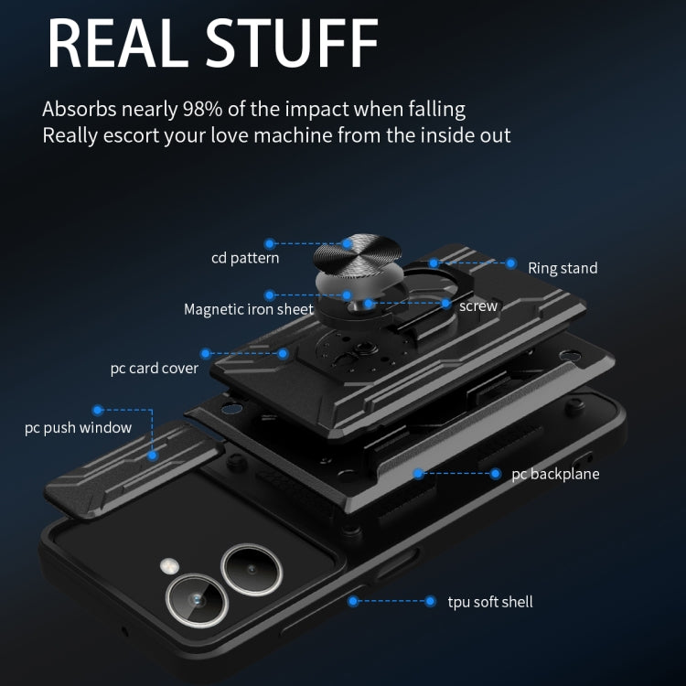 For Realme 10 4G Sliding Camshield TPU+PC Phone Case with Card Slot