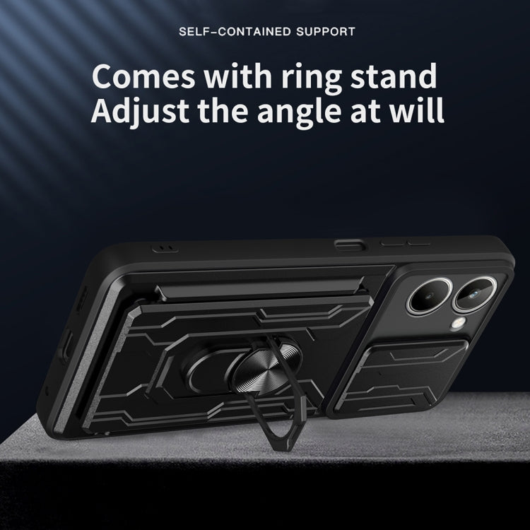 For Realme 10 4G Sliding Camshield TPU+PC Phone Case with Card Slot