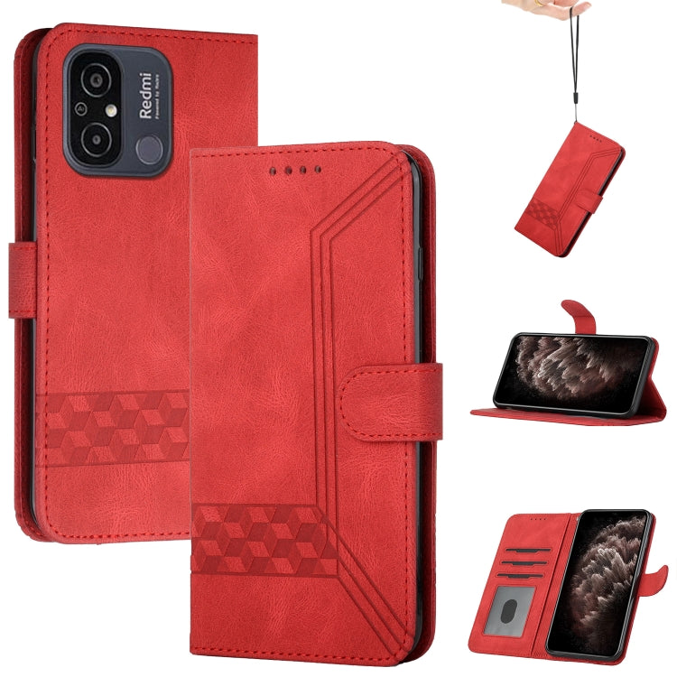For Xiaomi Redmi 11A / 12C Cubic Skin Feel Flip Leather Phone Case