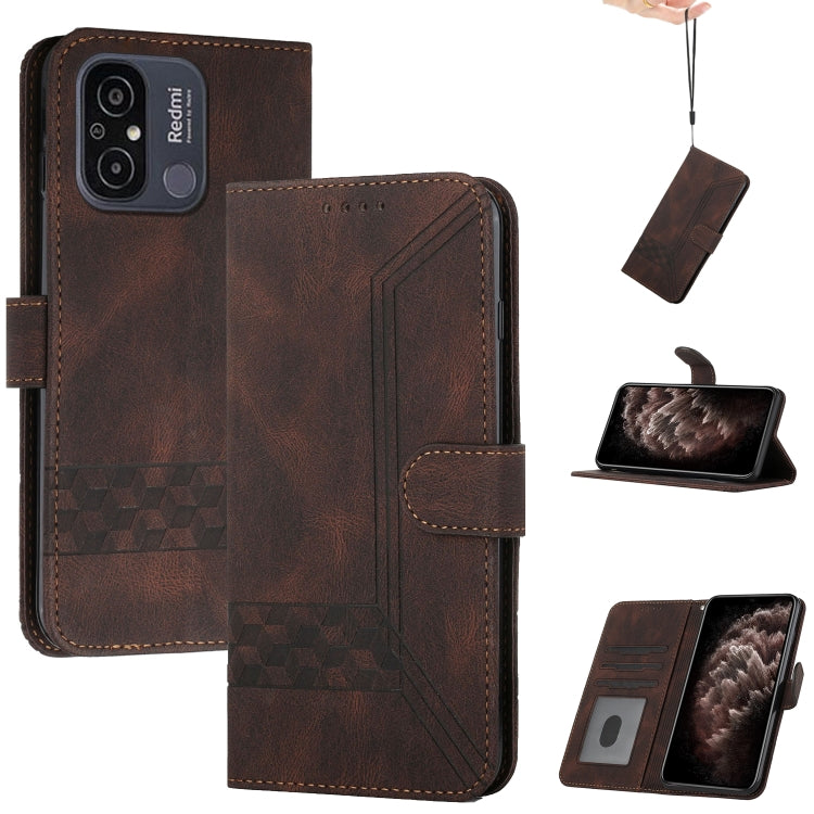 For Xiaomi Redmi 11A / 12C Cubic Skin Feel Flip Leather Phone Case