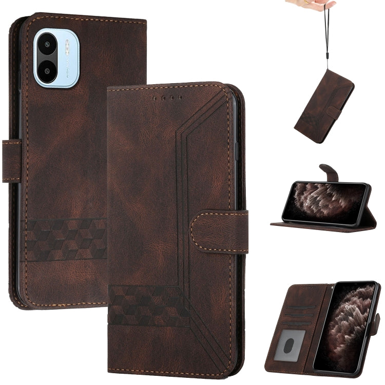 For Xiaomi Redmi A1 Cubic Skin Feel Flip Leather Phone Case