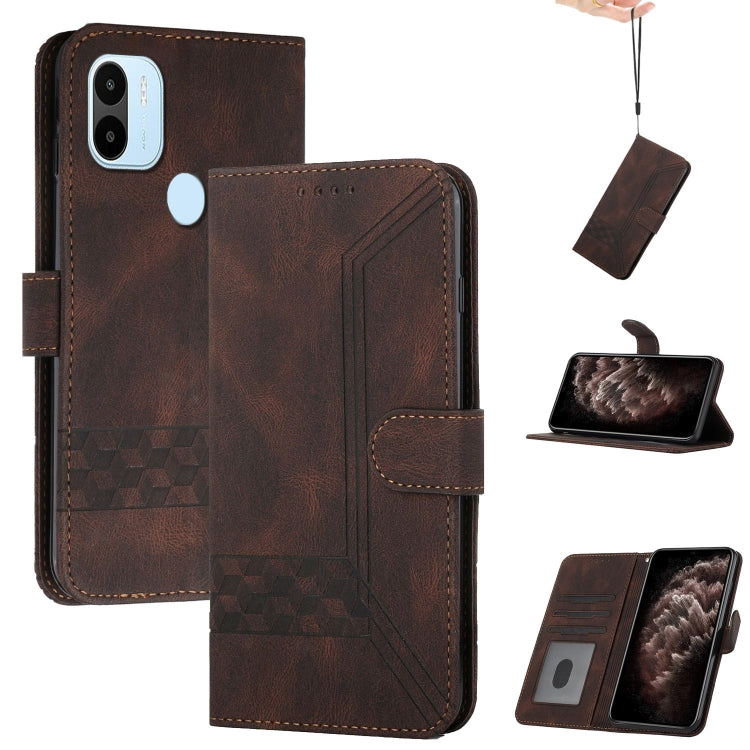 For Xiaomi Redmi A1+ Cubic Skin Feel Flip Leather Phone Case