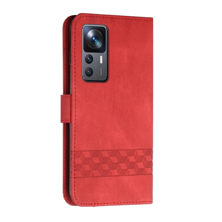For Xiaomi 12T / 12T Pro / Redmi K50 Ultra Cubic Skin Feel Flip Leather Phone Case