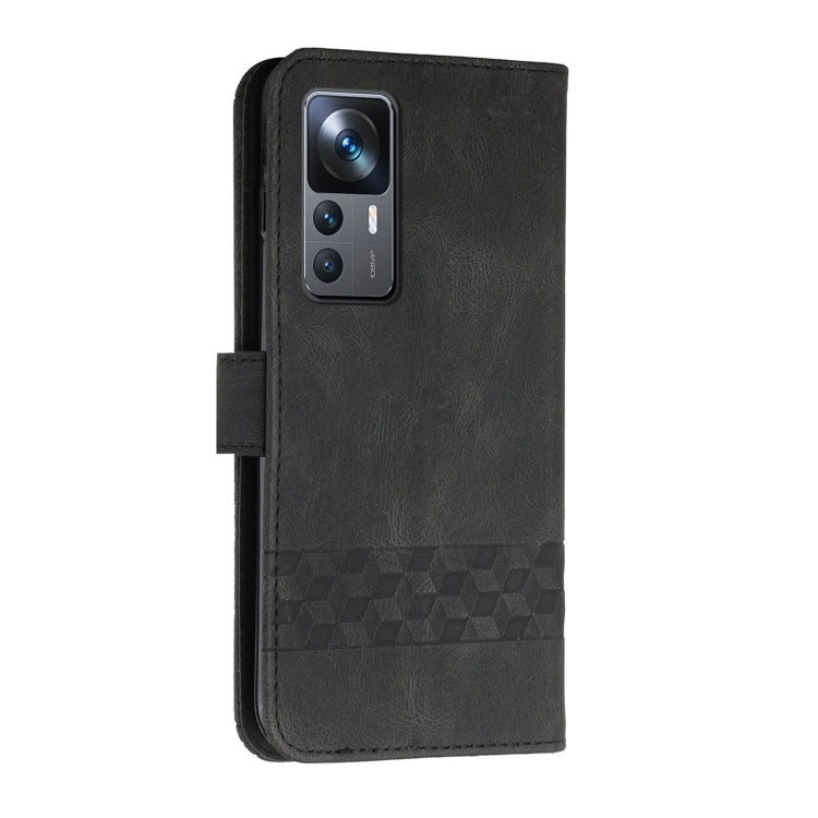 For Xiaomi 12T / 12T Pro / Redmi K50 Ultra Cubic Skin Feel Flip Leather Phone Case