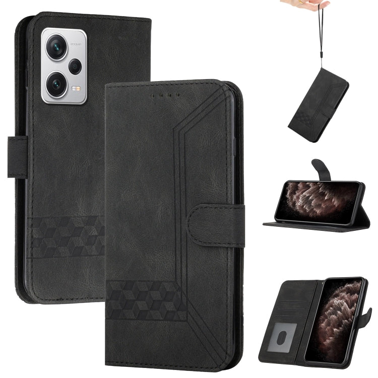 For Xiaomi Poco X5 Cubic Skin Feel Flip Leather Phone Case