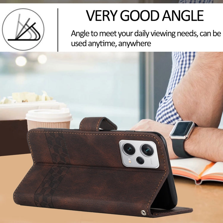 For Xiaomi Poco X5 Cubic Skin Feel Flip Leather Phone Case