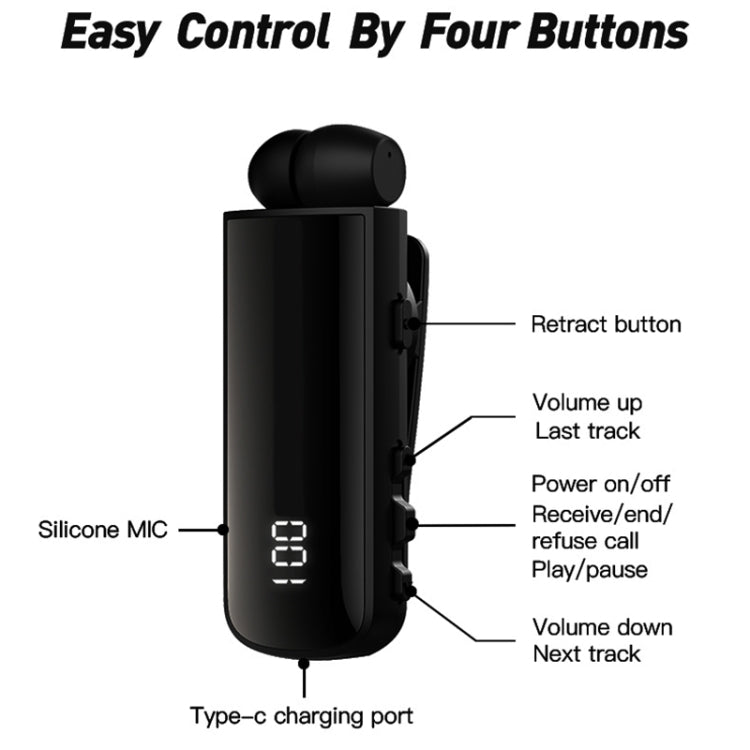 Fineblue F901 Waterproof Lavalier Earphone for Driving and Riding(Black)