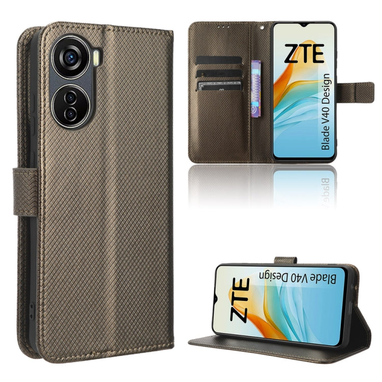 For ZTE Blade V40 Design Diamond Texture Leather Phone Case