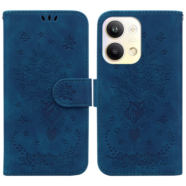 For OPPO Reno9 Pro Butterfly Rose Embossed Leather Phone Case