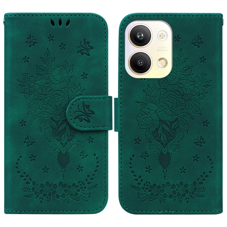 For OPPO Reno9 Pro Butterfly Rose Embossed Leather Phone Case