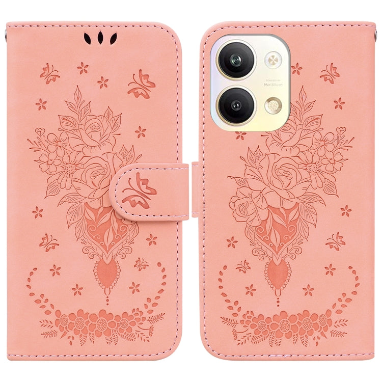 For OPPO Reno9 Pro Butterfly Rose Embossed Leather Phone Case