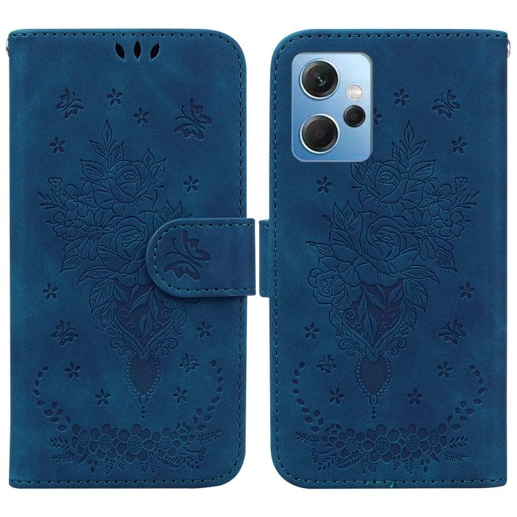 For Xiaomi Redmi Note 12 4G Global Butterfly Rose Embossed Leather Phone Case