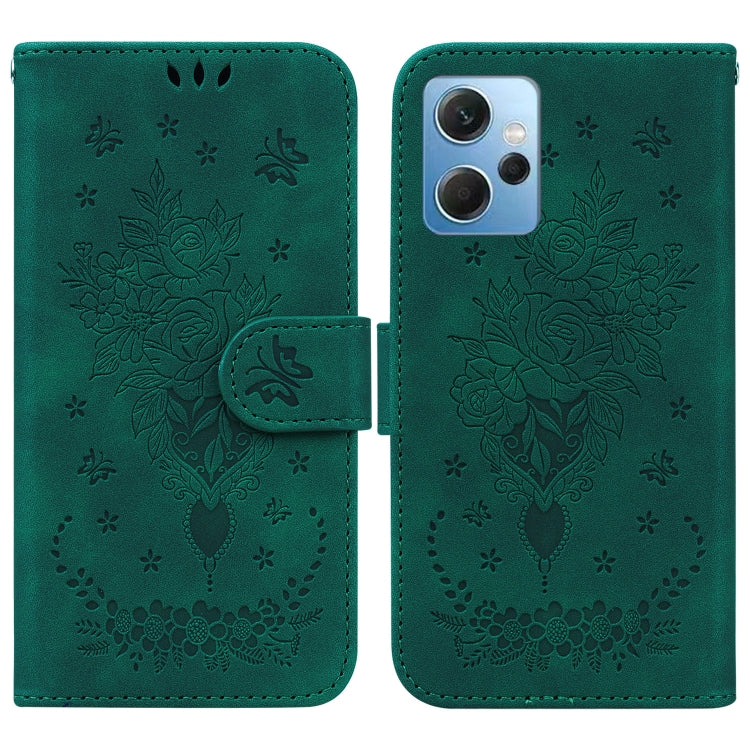 For Xiaomi Redmi Note 12 4G Global Butterfly Rose Embossed Leather Phone Case