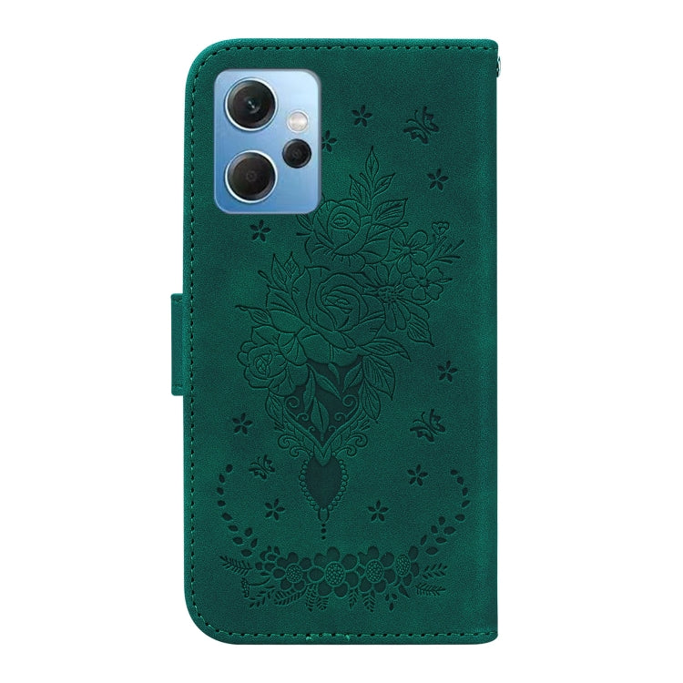 For Xiaomi Redmi Note 12 4G Global Butterfly Rose Embossed Leather Phone Case