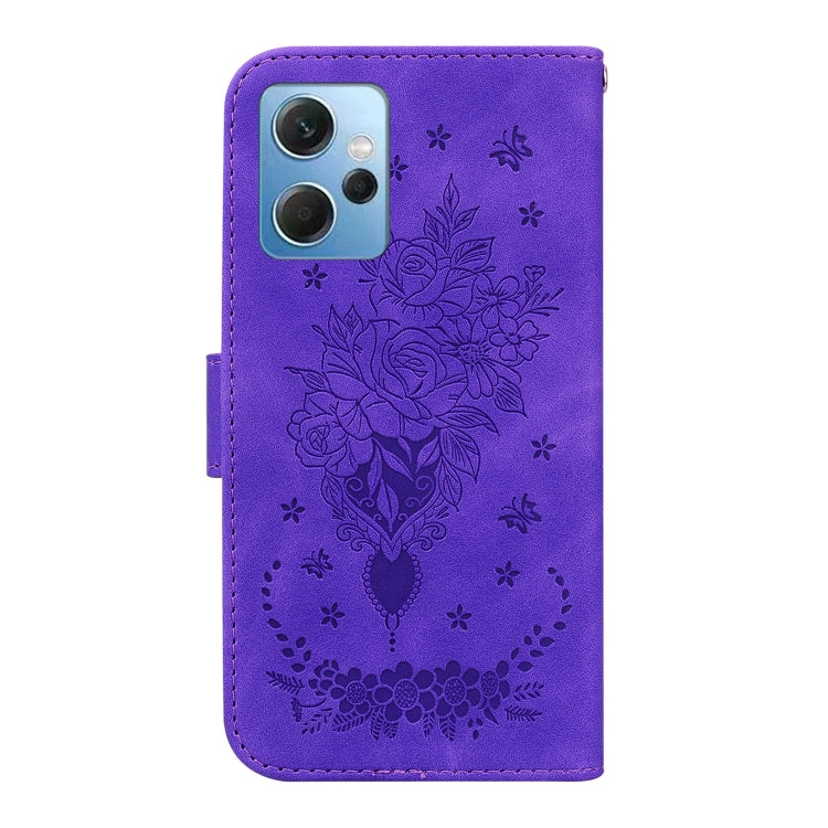 For Xiaomi Redmi Note 12 4G Global Butterfly Rose Embossed Leather Phone Case