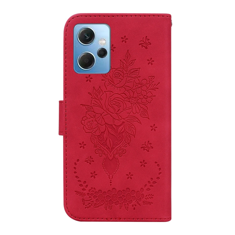 For Xiaomi Redmi Note 12 4G Global Butterfly Rose Embossed Leather Phone Case