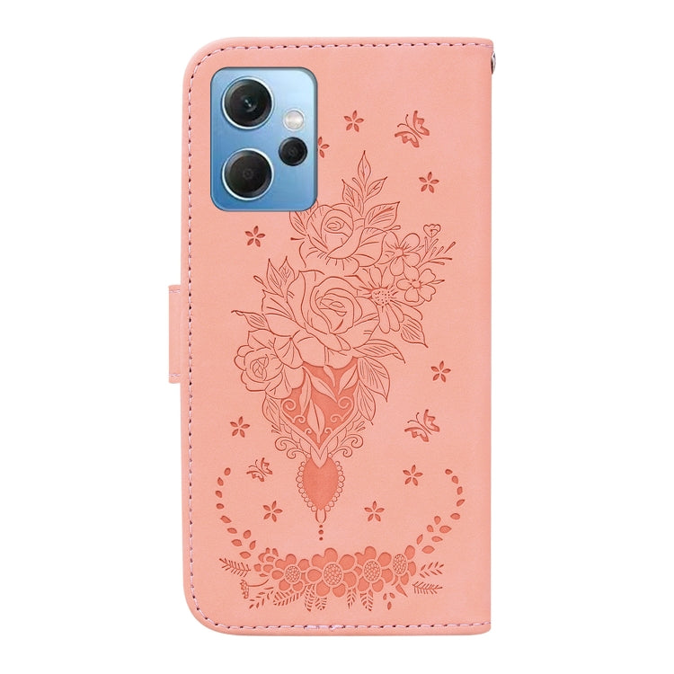 For Xiaomi Redmi Note 12 4G Global Butterfly Rose Embossed Leather Phone Case