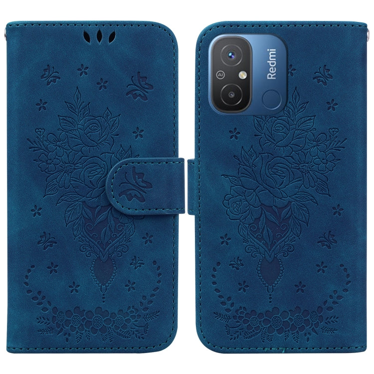 For Xiaomi Redmi 12C / 11A Butterfly Rose Embossed Leather Phone Case