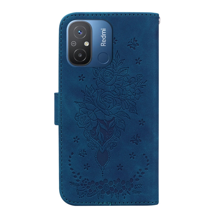 For Xiaomi Redmi 12C / 11A Butterfly Rose Embossed Leather Phone Case